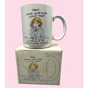 Vtg Hallmark Shoebox Greetings Coffee Mug- Women Men Corporate Ladder KOREA 80s